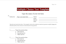 Multiple Choice Test Template For Word Free Quiz Doc