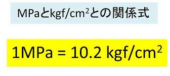 mpa メガパスカル とkg cm2の変換 換算 方法