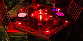 romantic candle light dinner