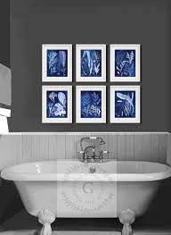 blue seaweeds art prints set of 6