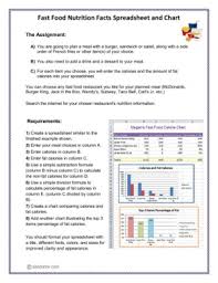 Fast Food Nutrition Spreadsheet Instructions 1 Pages 1 1