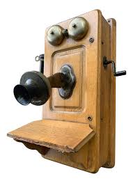 Antique 1900s Wooden Wall Phone Wall
