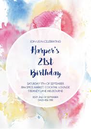 Watercolour 21st Birthda Dp Birthday Invitations
