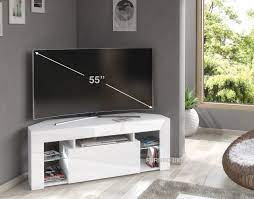 white corner tv stand 125cm unit modern