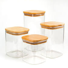 Bamboo Lid Glass Storage Jars