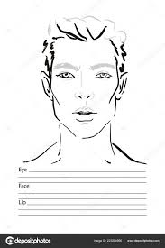 Man Face Chart Makeup Artist Blank Template Vector