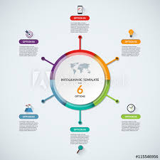 Infographic Circle Diagram Template Business Concept With 6