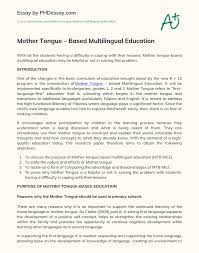 Please follow the format as provided in the sample position paper using the following standards Mother Tongue Based Multilingual Education Phdessay Com