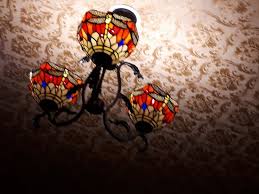 stained glass lamp shades in restaurant