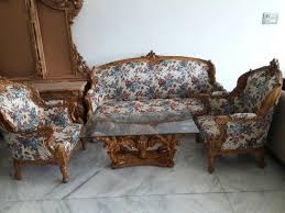 smooth shine wooden carved sofa set