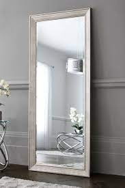 silver textured floor length mirror