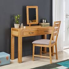 soho oak dressing table with chair and