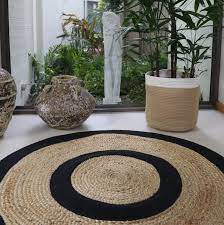 jute rug handmade braided round 100