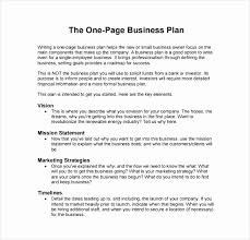 One Page Business Case Template Awesome Business Plan Sample Format