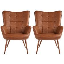 29 wingback chairs that will become your new favorite piece of furniture. Yaheetech Pack Of 2 Contemporary Faux Leather Wingback Chair With Biscuit Tufted Wingback Accent Chair With Tapered Legs For Living Room Bedroom Walmart Com Walmart Com