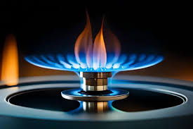 Gas Stove With Blue And Yellow Flames