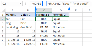 excel compare strings in two cells for