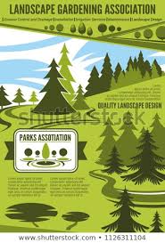 Landscape Architecture Gardening Company Promo Poster Stock Vector