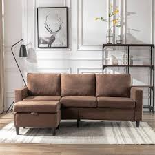 Linen L Shaped Sectional Sofa