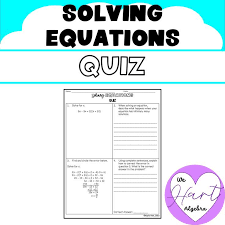 Solving Equations Quiz Literal