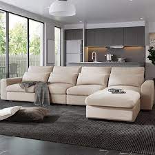 L Shaped Feather Filled Sectional Sofa