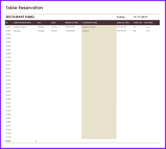 Open excel calendar file fill booking required fields: Restaurant Reservation Template Exceltemplates Org