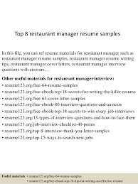Top 8 Restaurant Manager Resume Samples