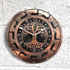 Large Copper Wall Clock With Hares