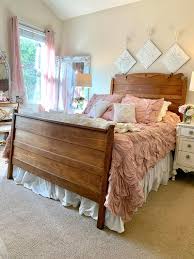 Antique Oak Queen Size Bed Frame French