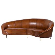 italian leather curve deco sofa