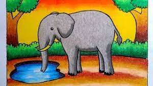 cara menggambar hewan gajah yang mudah