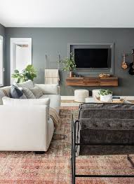 Charcoal Color Basement Family Room