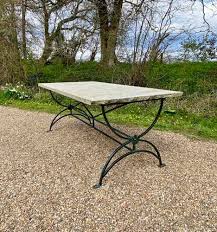 Iron And Slate Garden Table