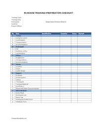 In House Training Preparation Checklist