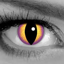 Halloween contacts, vampire contacts, scary contacts. Seducer Contact Lenses By Gothika Purple Cat Eye Contacts