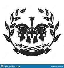 Symbole Militaire, Casque Spartiate En Couronne De Laurier Illustration de  Vecteur - Illustration du noir, armure: 128468406