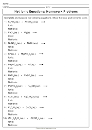 Net Ionic Equation Worksheets Free