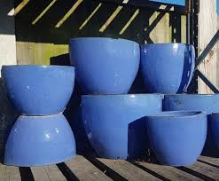 pale blue glazed eye design garden pots