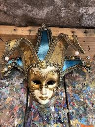 Jolly Venetian Mask Decorated With Gold