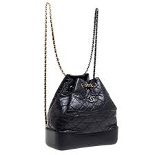 chanel black aged quilted leather small