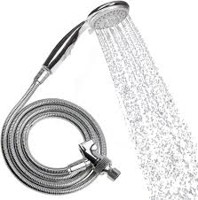 Even if you prefer baths, a shower is a convenient addition to any bathroom. Vive Handheld Shower Head Long Hose High Pressure Chrome Finish Bathroom Faucet Kit With Large Waterfall Rainfall Head Universal Adapter Holder Mount For Wall Clean Overhead Rain Style Amazon Com