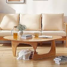 Triangle Coffee Table Rubber Wood Mid