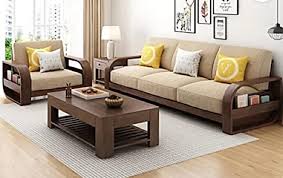 Brown Modern 4 Seater Wooden Sofa Set