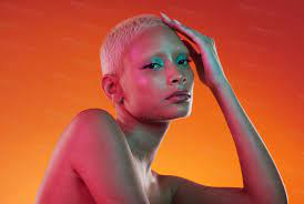 cosmetics neon beauty and portrait of