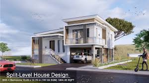 split level house design with 4