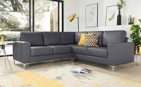 baltimore grey leather corner sofa