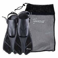 Seavenger Snorkeling Swim Fins With Bag Black L Xl Size 9 To 13 Footwear Gloves
