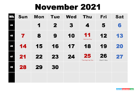 This 2021 year at a glance calendar is downloadable in both microsoft word and pdf format. Free Printable November 2021 Calendar Word