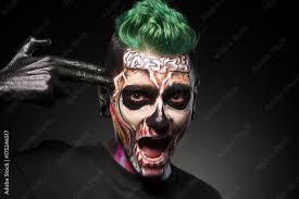 halloween makeup man with skeleton