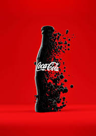 coca cola bottle with black splashes
